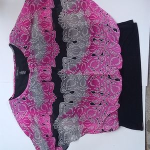 Style & CO. DRESS SHIRT BLAUSE PINK GREY AND BLACK SIZE XL